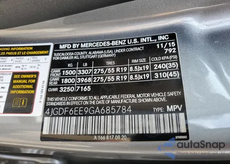 2016 Mercedes-Benz Gl 450 4Matic z USA, uszkodzony, nr VIN 4JGDF6EE9GA685784